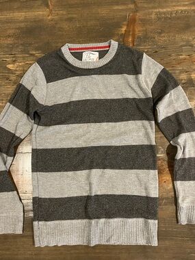 Kids Striped Crewneck Sweater - Gray/Charcoal